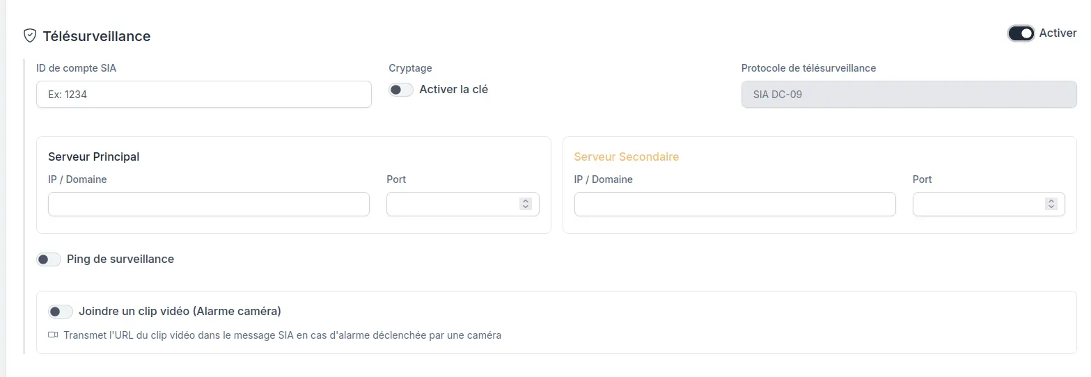 Configuration SIA