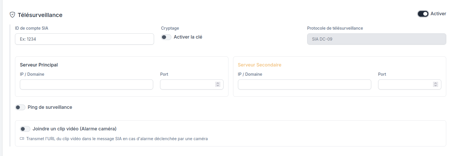 Configuration SIA